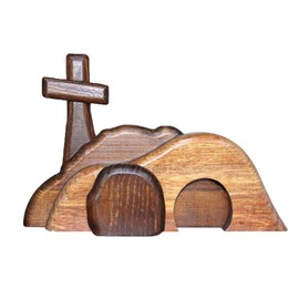 GGES Empty Tomb Easter Scene and Cross,Wooden Empty Tomb Jesus Tomb Easter Tomb Decor Suitable for Religious Home Office Desktop Decoration