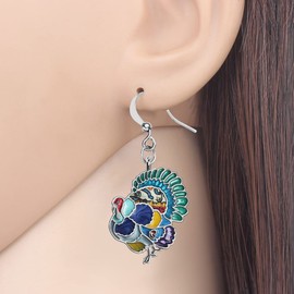 Cute Thanksgiving Turkey Chicken Earrings For Women kid Girl Festival Jewelry Gifts, Enamel, No Gemstone