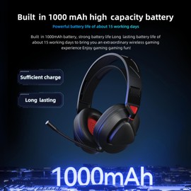 Wireless Gaming Headset, Bluetooth/2.4Ghz/Type-c/Sound Cable 4 Modes Connection Headphone, Noise Cancelling Earphone with Detachable Mic, PC Headset with Storage Bag (Black Red)