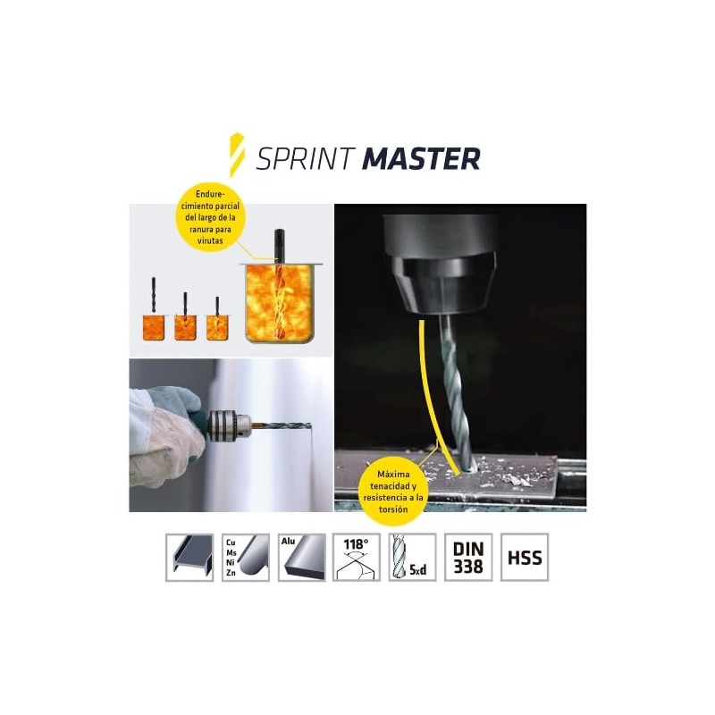 Alpen 61800950100 Spiralbohrer "Sprint Master" DIN 338 RN 9,5mm