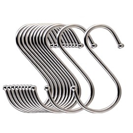 Lysas 20-Pack Round S Shaped Hooks Hangers for Kitchen, Bathroom, Bedroom and Office