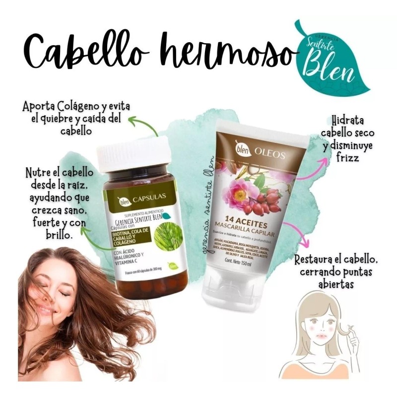 Blen Crema Capilar Mas Biotina Y Colageno Cabello Hermoso Kit