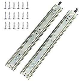 VIVEGO 1 Pair 36 Inch 100 Lb Capacity Heavy Duty Locking Drawer Slides(with Stainless Screws),Side Mount Full Extension 3 Fold Ball Bearing Stainless Steel Drawer Rails,Hardware Drawer Runners Tracks