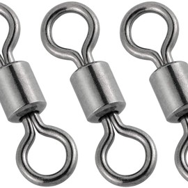 Dr.Fish Barrel Swivels Fishing Swivels, Saltwater Swivels Fishing Tackles, Stainless Steel Swivels Rolling Fishing Swivels Black Nickel #4 77LB