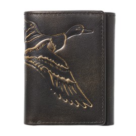 House of Jack Co. Duck Trifold Wallet for Men and Outdoorsmen with Camou Lining, Full Grain Cowhide Leather Wallet, Black
