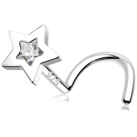 Melighting 925 S - Shape 925 Sterling Silver 20g Nose Piercing Cubic Zirconia Men Women Nose Piercing Sterling Silver Cubic Zirconia, Cubic Zirconia