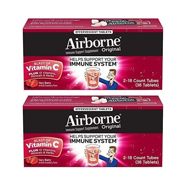 Airborne Very Berry Effervescent Tablets, 36 Count (2 Pack)