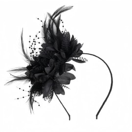 Heanvmyss Feather Headband,Feather Headwear,Fascinator Wedding Hat,1920s Flapper Headband,Artificial Flower Headpiece for Wedding,Carnival,Party(Black)