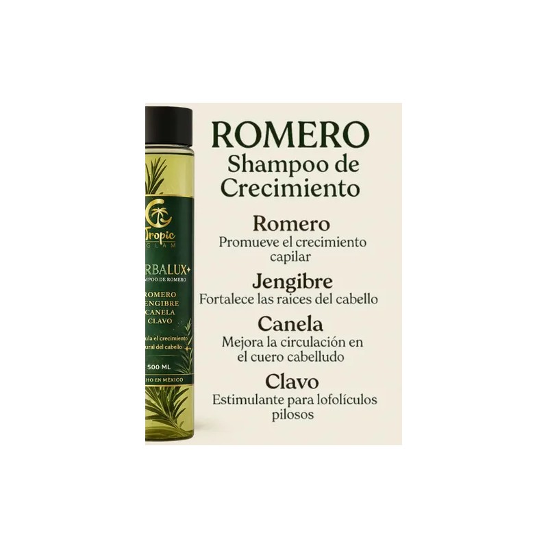 2 Shampoo Natural Romero Acelera Crecimiento Cabello Brillo