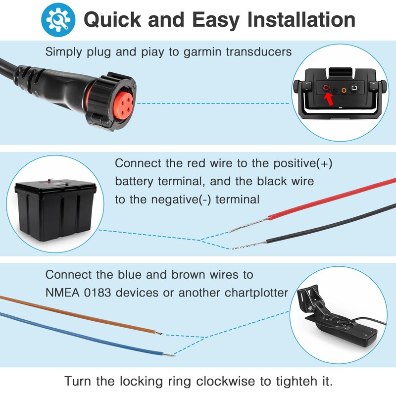 Jsvecip 010-12445-00 Power/Data Cable Threaded 4-pin 6 Feet Fits for