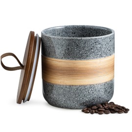 Miamolo Spice Jars with Airtight Lid, Coffee Container Canister Kitchen Food Storage Jars for Spice Sugar Tea Bag, Stackable Decorative Jars for Countertop, Grey & 37oz