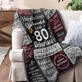 Parcae Gifts for 80th Birthday Man, 80th Birthday Man, 1945 Vintage Gift, Decoration 80th Birthday Man, Gift 80th Birthday Man Women Blanket 150 x 130 cm