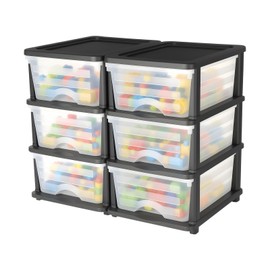 VEVOR Plastic Storage Drawers, 2 Pack Storage Organizer Drawer, 6 Drawers Closet Organization and Storage Dividers, Dresser Organizer Clear Bins for Office Supplies, Craft Rooms, Classrooms and Home