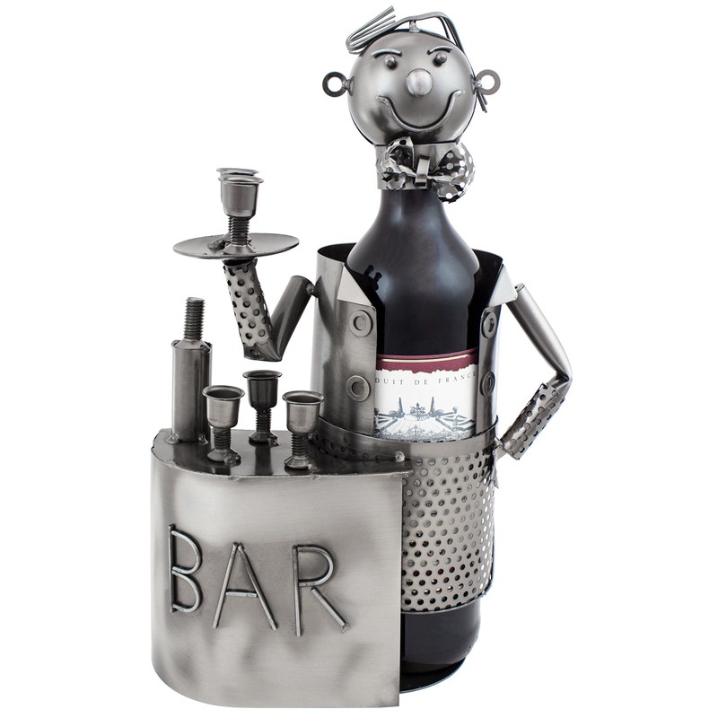 BRUBAKER Wein Flaschenhalter Barkeeper Metall Skulptur mit Geschenkkarte