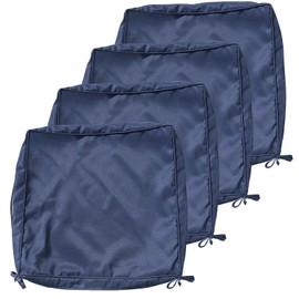 Jadoxy Patio Seat Cushion Covers 4 Pack,Outdoor Furniture Chair Seat Cushion Replacement Cover for Couch,Sofa (Replacement Covers Only) (22×22×3, Dark Blue)