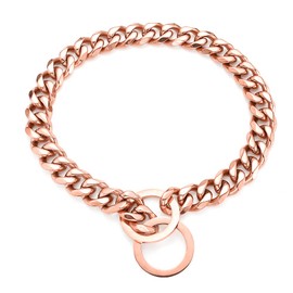 RUMYPET Rose Gold Dog Chain Collar 11mm/15mm/19mm Stainless Steel Cuban Link Chain Collar for Small Medium Large Dogs(15mm24,inch)