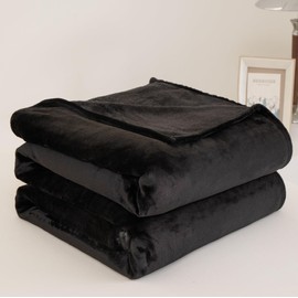 YASMENG Cuddly Blanket Fluffy Winter Warm Black Fleece Blanket Cuddly Blanket 150 x 200 cm Soft Cuddly Flannel Blanket Couch Blanket Sofa Throw for Bed Sofa Couch Living Room