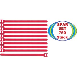 750 x Velcro Cable Ties 300 x 28 mm Red - Velcro Cable Ties - Resealable / Reusable (750, 300 x 28 mm Red)