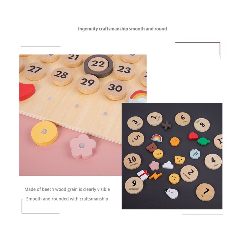 Children Wooden Calendar Perpetual Wall Calendar Early Educational Toy Gift