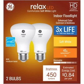 GE Relax 2-Pack 45 W Equivalent Dimmable Soft White R20 LED Light Fixture Light Bulbs