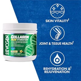 Evogen Colágeno Plus Hidratación - Colágeno de Animales Alimentados con Pasto para Mujeres y Hombres | Péptidos de Colágeno en Polvo | Colágeno en Pol