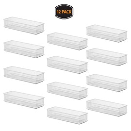 YBM HOME White Mesh Drawer Cabinet and or Shelf Organizer Bins, School Supply Holder Office Desktop Organizer Basket 2523-12 (12, 3x9x2 Inch)