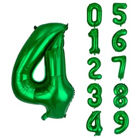 40 inch Big Size Number 4 Foil Helium Balloons Birthday Party Celebration Decoration, Digital Decorations Supplies, Wedding Anniversary Inch Decoration Kids(Green,Number 4)