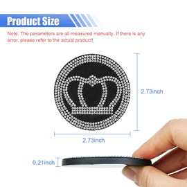 2PCS 2.73'' Bling Car Cup Holder Coasters, Silicone Anti-Slip Car Cup Holder Mat, Car Beverage Coaster, Rhinestone Cup Holder Insert Coaster, Universal Car Interior Accessories for Women Girls (White)