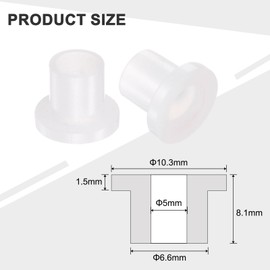 sourcing map 24pcs Flanged Sleeve Bearings Plastic Bushings ID 5mm x OD 6.6mm x Length 8.1mm Nylon Bushings, White