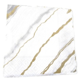 Entertaining with Caspari Marble Grey Paper Cocktail Napkins (Box of 40)