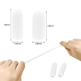 5 Pack Gel Finger Cots, White Fingertip Bandages, Silicone Finger Protectors, Finger Covers for Cracked Fingertip Treament, Finger Arthritis (5)