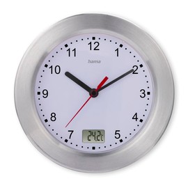 Hama Bathroom Clock (Bath Clock with Suction Cup, Clock with Thermometer, Wall Clock without Ticking Noise, Analogue, Quartz Clock, Analogue Time Display, Digital Temperature Display, No Drilling,