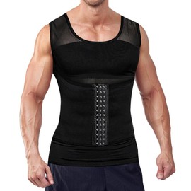 Chaleco Faja Corset Ajustable Para Caballero Fajas Ligero y Transpirable para Hombres Camiseta sin Mangas Compresión para Hombre Faja de Abdomen Camisa Que Adelgaza Chaleco Moldeador de Cuerpo (3XL)