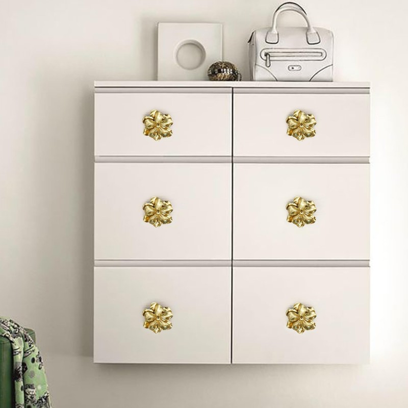 MFYS Solid Brass Flower Knob Handles for Cabinets and Flower