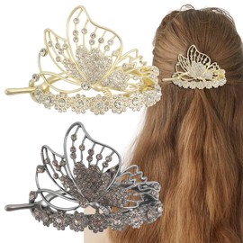 2PCS Butterfly Hair Barrettes for Women, Ponytail Holder Headwear Bridesmaid Hair Styling Accessories, for Women and Girls French Style Hair clips Hair Accessories