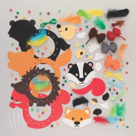 Baker Ross FE658 Woodland Animals Dream Catcher Craft Kits - Pack of 4, Make Your Own Card Dream Catcher Kit, Autumn Art and Craft for Kids to Make and Decorate