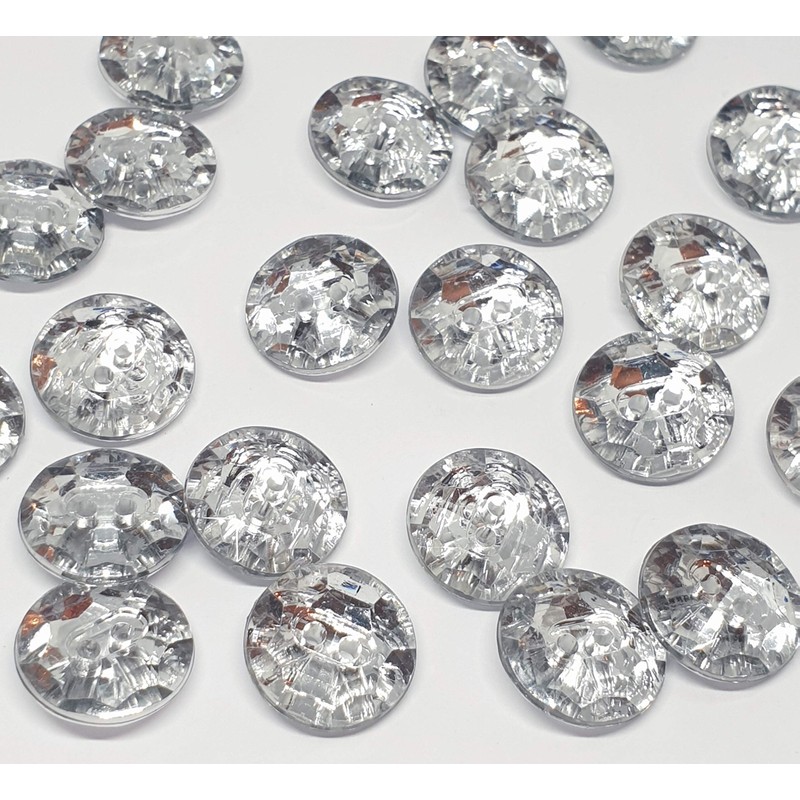 MajorCrafts® 24pcs 20mm Crystal Clear Faceted Acrylic 2 Holes Small