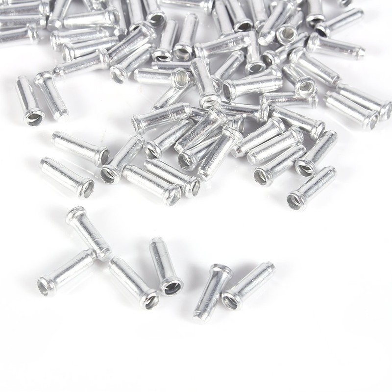 100PCS 100PCS Aluminum Alloy Brake Cable Tips Crimps Derailleur Shifting