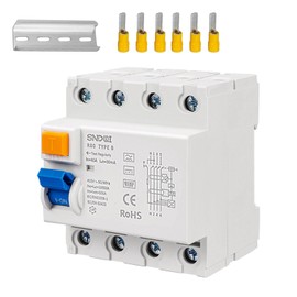 FI Circuit Breaker 40A 30mA 4-Pin FI Switch Type B RCD, 415V 50/60Hz, 10kA Protection, Automatic Fuse for Electrical Protection