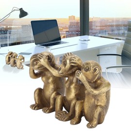 Wise Monkey Statue, Monkey Statue Figure, Golden Monkey Gift, 3 Pieces 7.5 x 4.2 x 2.5 cm Wise Monkey Statues, Hear‑No Evil See-No Evil Speak‑No Monkeys Figures Monkey Statue for Decoration Your