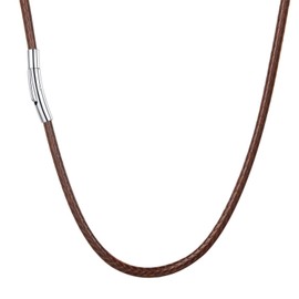 U7 Cord for Necklace Men Brown Leather Thong Chain Boys 24" String Necklaces