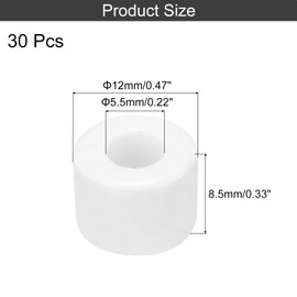 sourcing map 30 Pcs Ceramic Washers, 5.5 x 12 x 8.5mm Round Flat Washers Heat Resistant Insulated Protection Spacer for Cable Bundle, Wire Protection