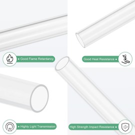 M METERXITY Clear Plastic Tubing 13 mm [0.51"] Inner Diameter x 15 mm [0.59"] Outer Diameter High Impact Rigid Polycarbonate Round Pipe for Water/Lighting/Aquarium/Model Plastic Tubing [305mm/12IN]
