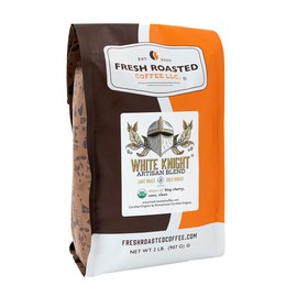 Fresh Roasted Coffee, Organic White Knight | USDA Organic, Kosher | Light Roast 2 lb (32 oz), Whole Bean