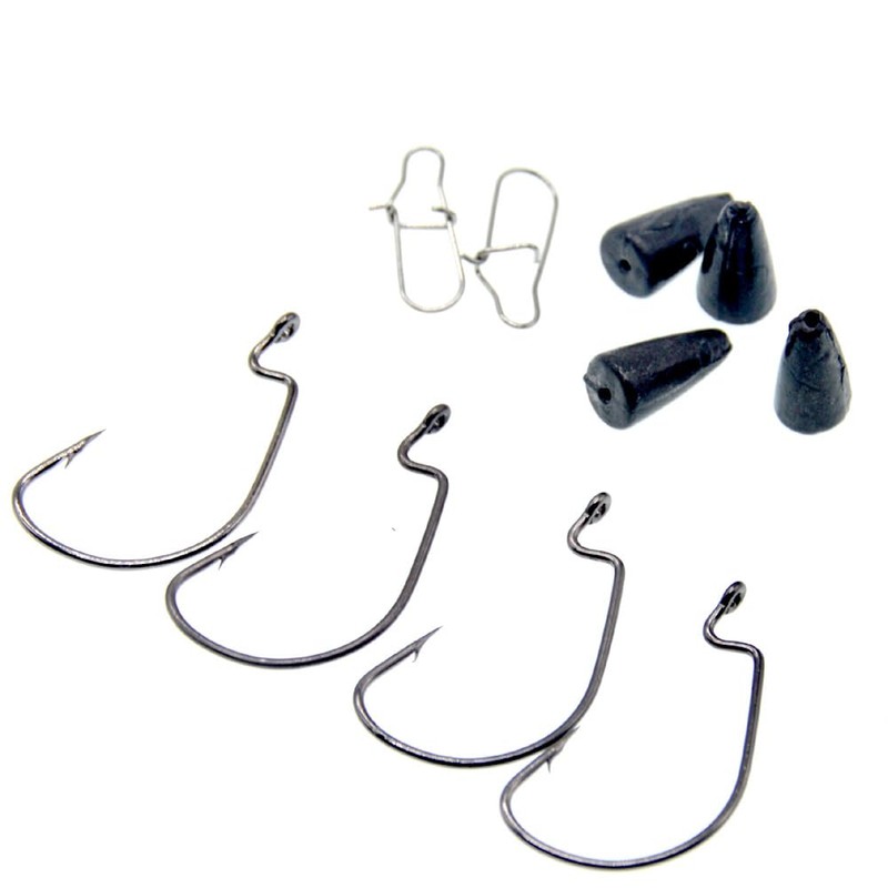Steinn Rubber Fish Set with Hooks and Offset Jig Heads