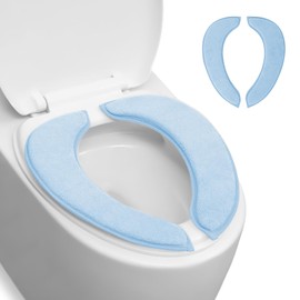 Soft Thicker Warmer Toilet Seat Cover Washable, Toilet Seat Cushion with Memory Foam, Fits Most Size Toilet Lids for Bathroom, Easy Installation & Cleaning (Blue)