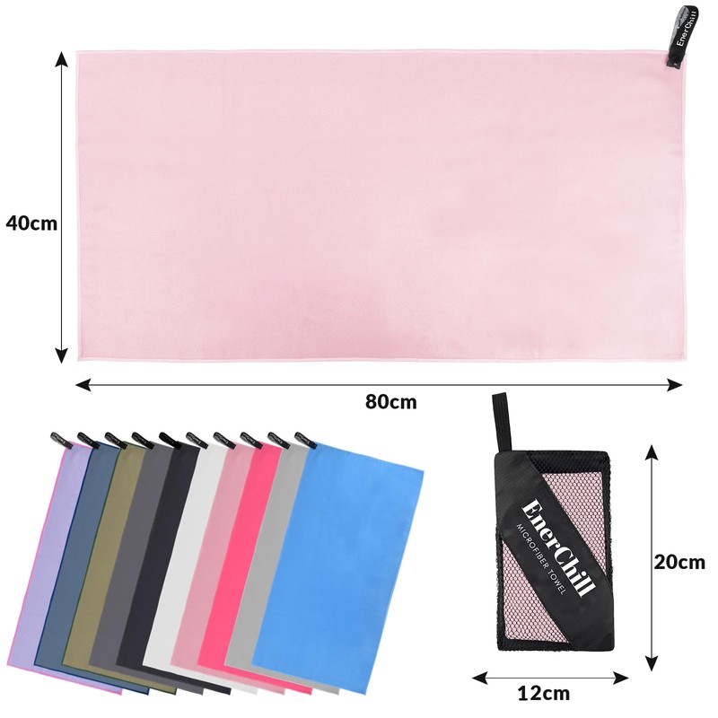 EnerChill Sports Quick-Drying Towel, Microfiber, Super Absorbent, Soft, Lightweight, Anti-Bleach,