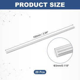 sourcing map 20Pcs Round Steel Rods, 3mm x 100mm SKD11 Steel Solid Lathe Bar Stock Tool for Shaft Gear Drill Lathes Boring Machine