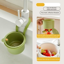 2025 New Faucet Hanging Strainer, Kitchen Drain Storage Basket, Press Automatic Dumping Faucet Hanging Strainer, Kitchen Sink Food Waste Catcher (Green)