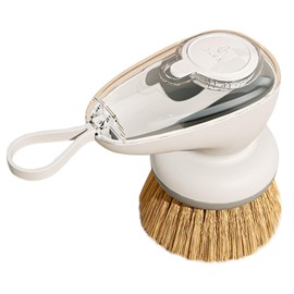 Dish Brush with Leak-Proof Soap Dispenser，Mess-Free Dish Scrub Brush，Eco Plant Fiber，Natural Sisal Ergonomic Scrubber for Non-Stick Cookware & Kitchen Cleaning (Gray(Brush Model))